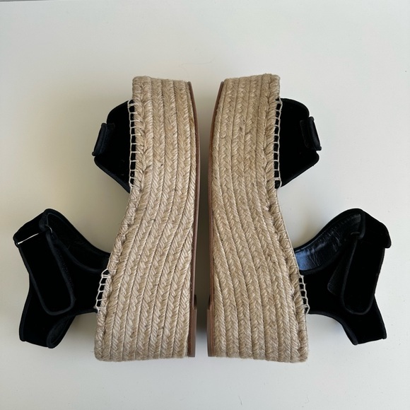 Celine Espadrilles Black Velvet Sandals Wedge Platforms size 40 New with box - Picture 8 of 10